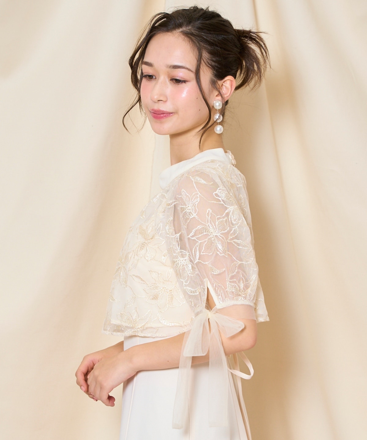 リボンスリーブブラウス