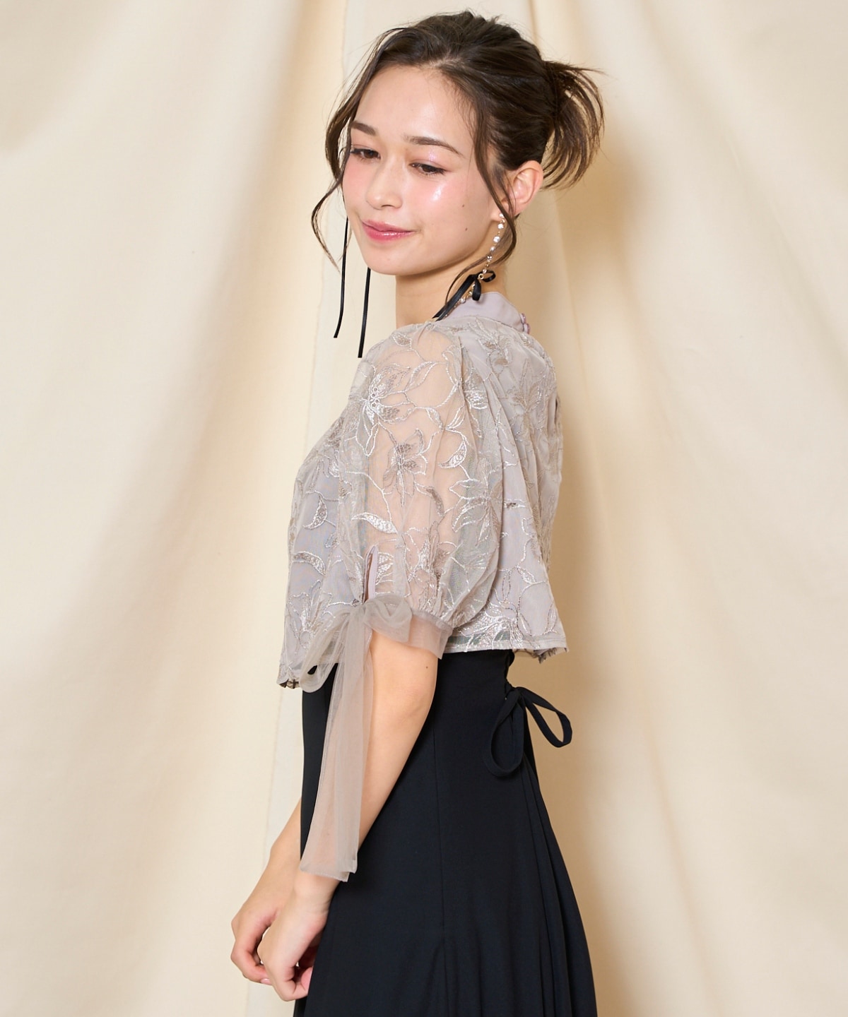 リボンスリーブブラウス