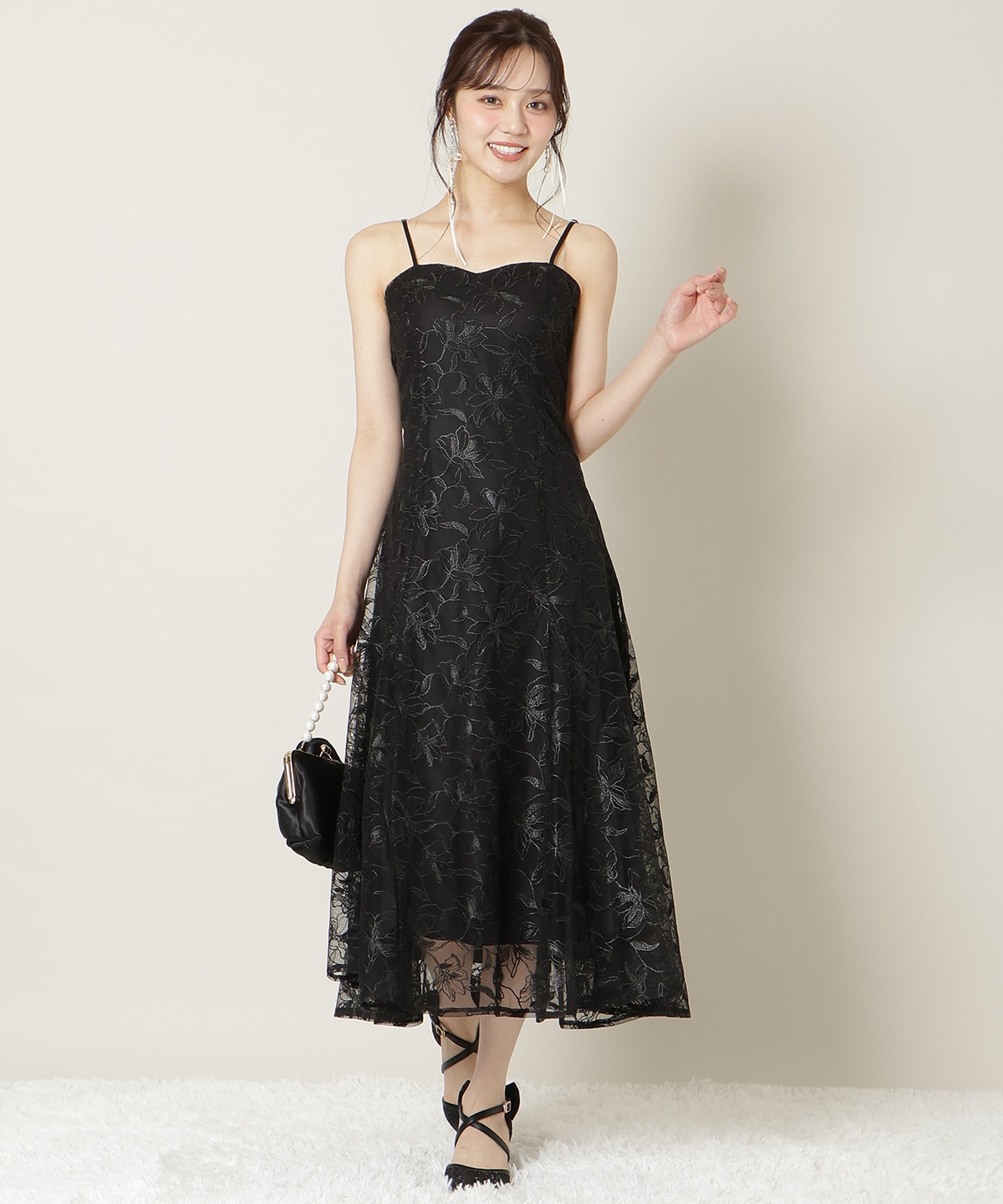 フラワーレースキャミワンピース