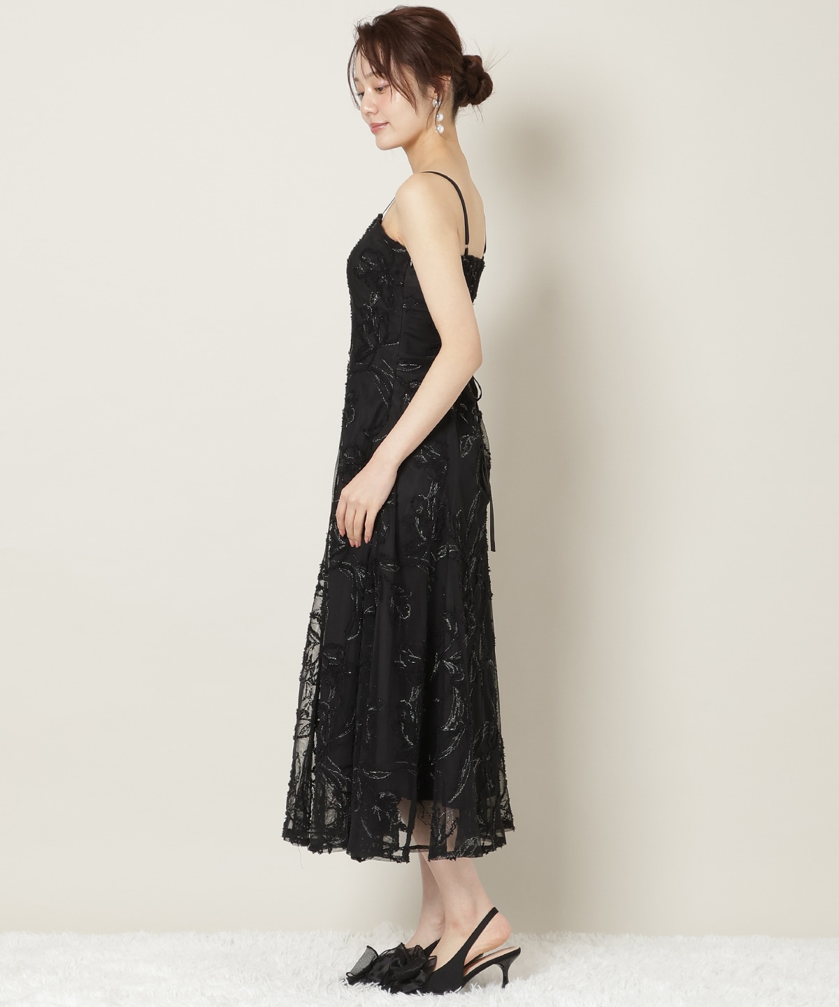 刺繍レースキャミワンピース