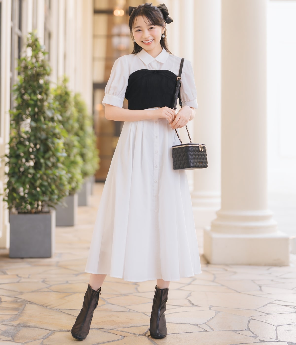 ビスチェレイヤードタックシャツワンピース