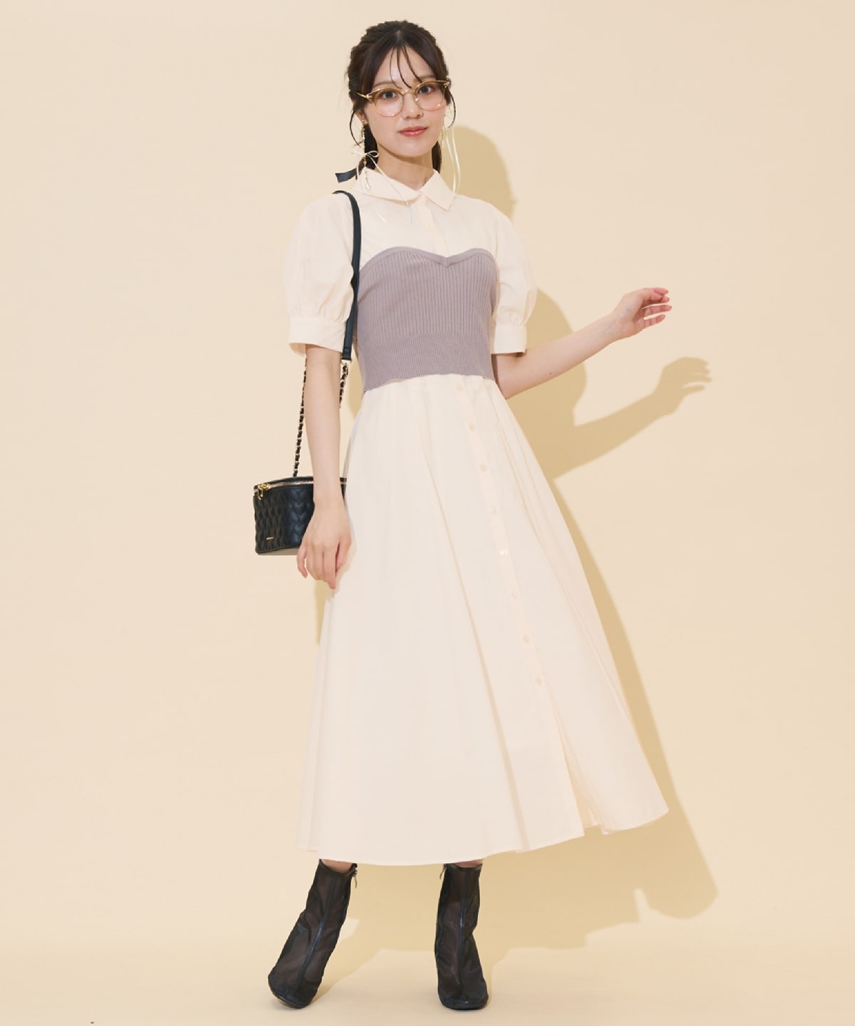 ビスチェレイヤードタックシャツワンピース