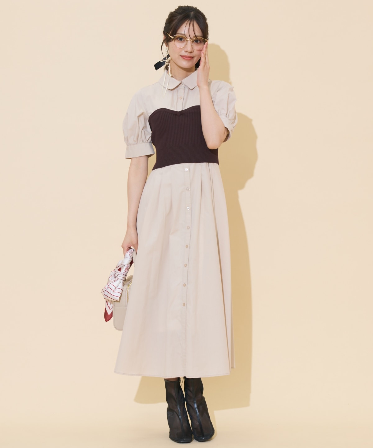 ビスチェレイヤードタックシャツワンピース