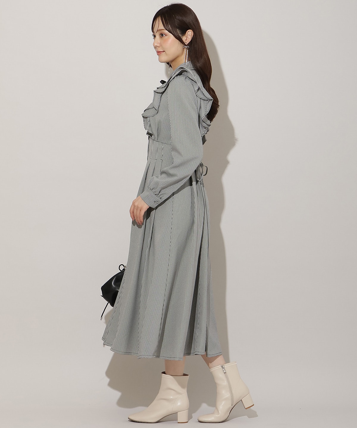 ナローリボンフリルシャツワンピース