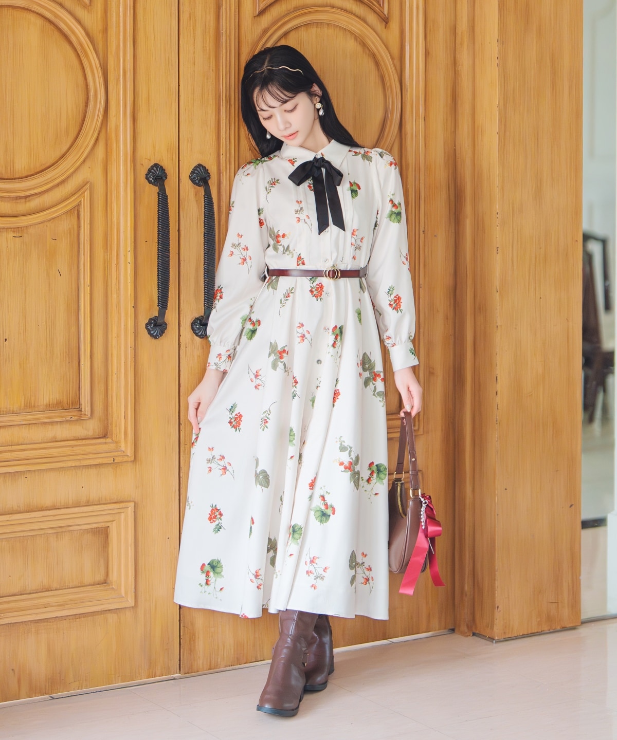 【12/5(fri)10時発売】ウィンターボタニカルリボンタイワンピース