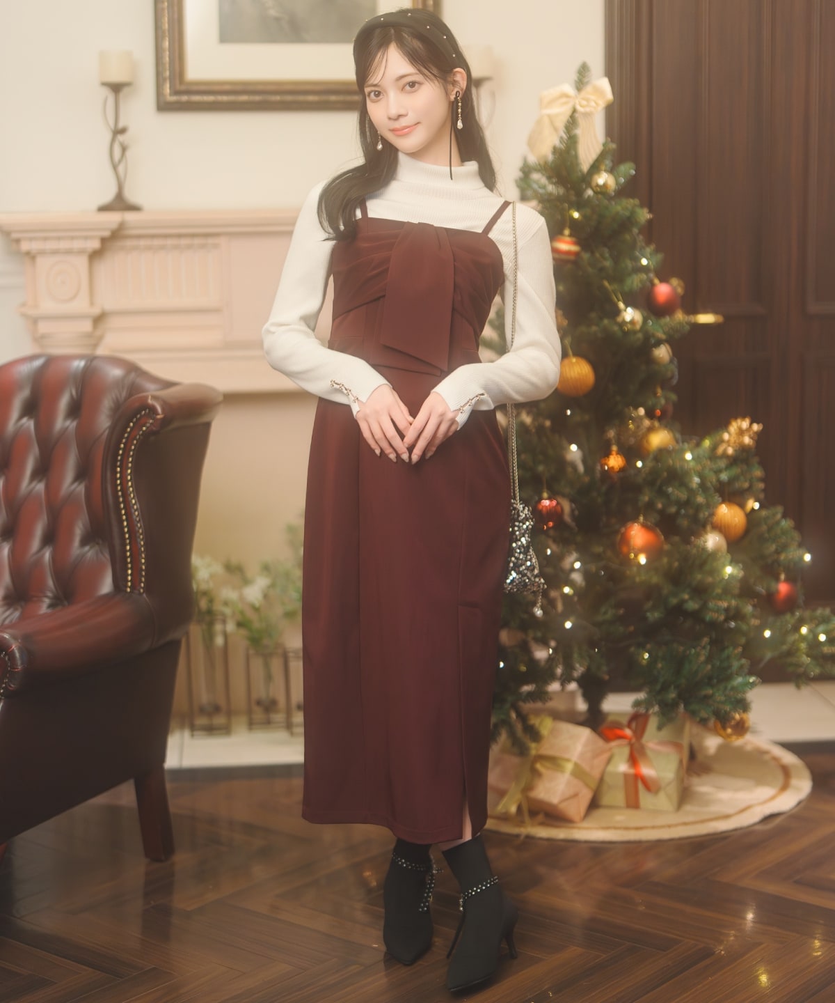 リボンデザインIラインワンピース