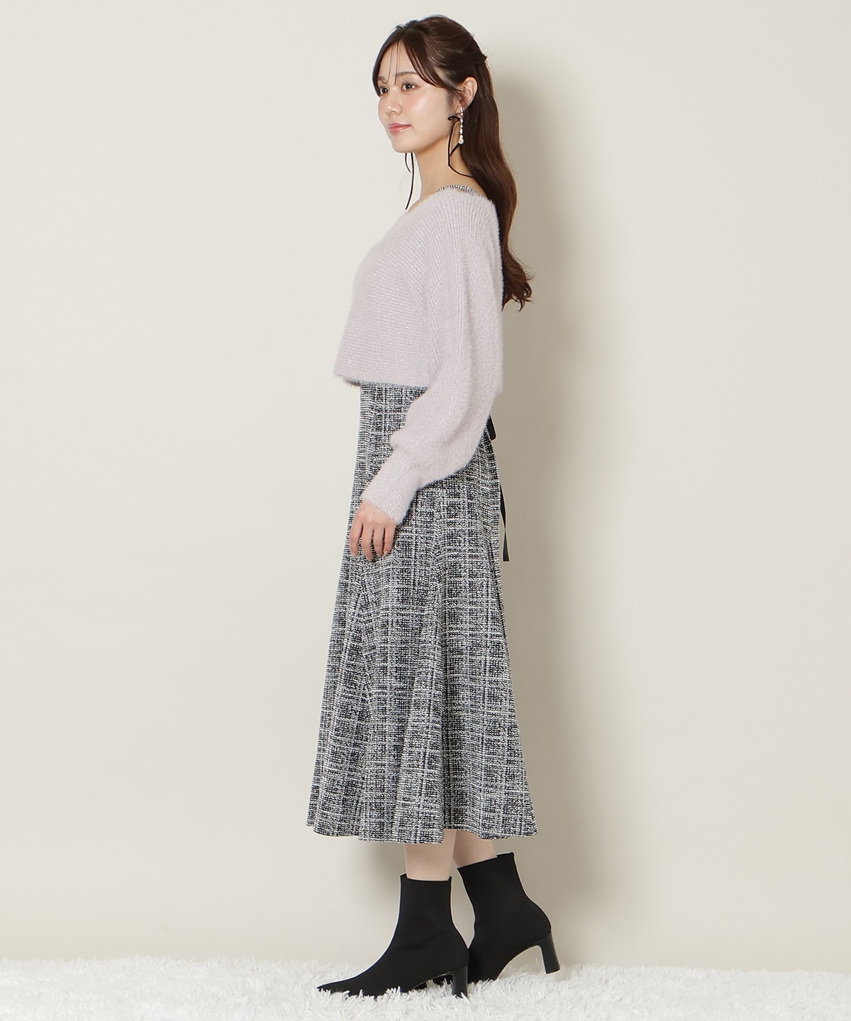 【12/5(fri)10時発売】カットツイードワンピース×フェザーニットSET