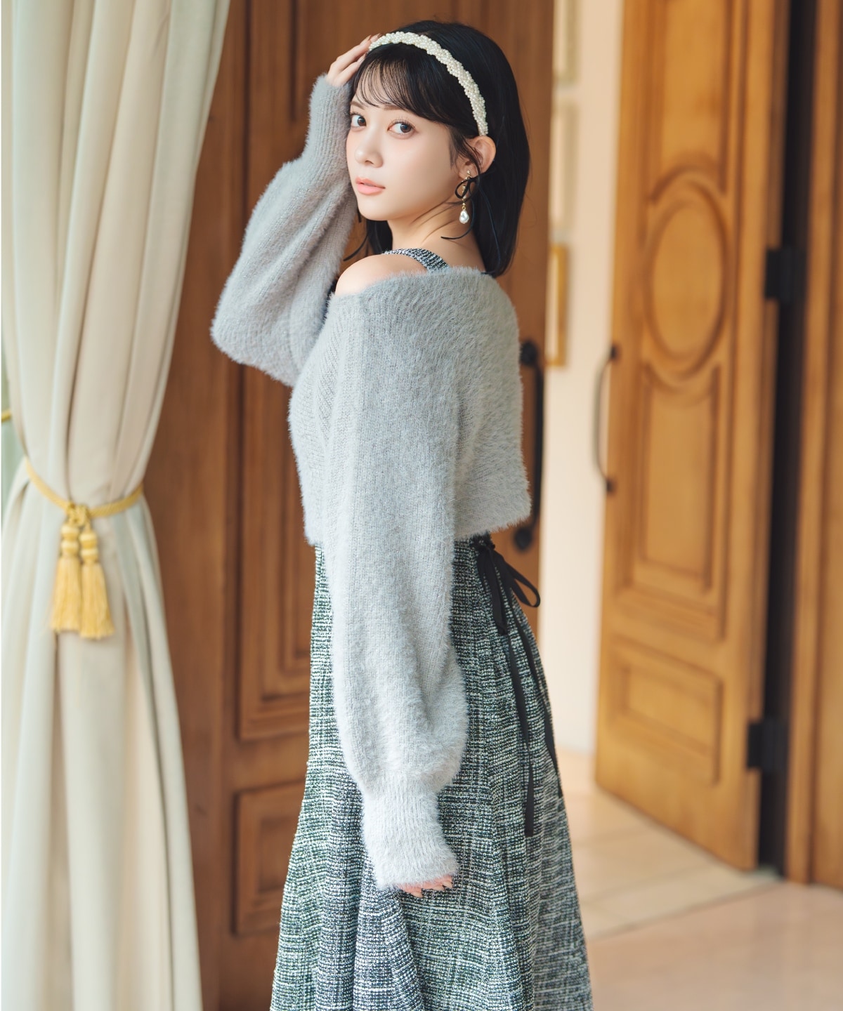 【12/5(fri)10時発売】カットツイードワンピース×フェザーニットSET