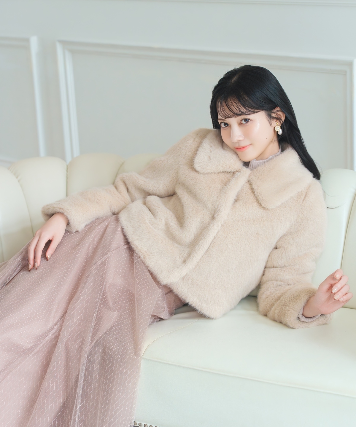 ステンカラーエコファーショートジャケット