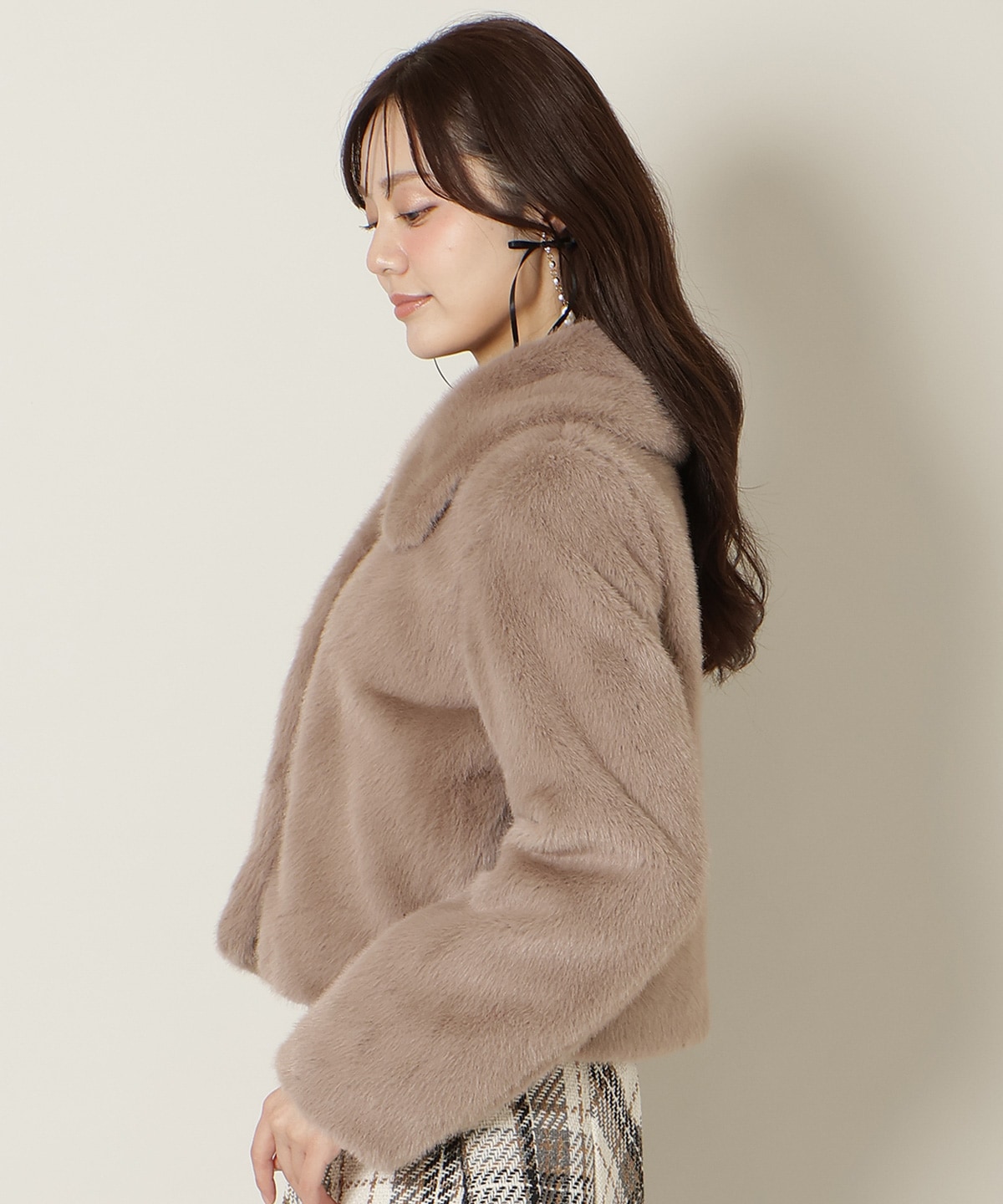 ステンカラーエコファーショートジャケット