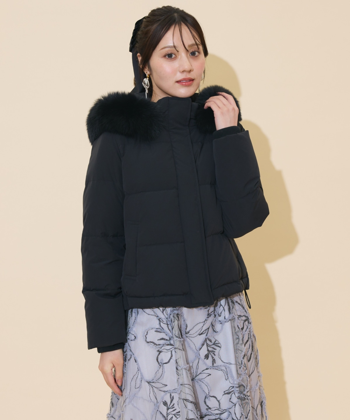 ファー付きショートダウン