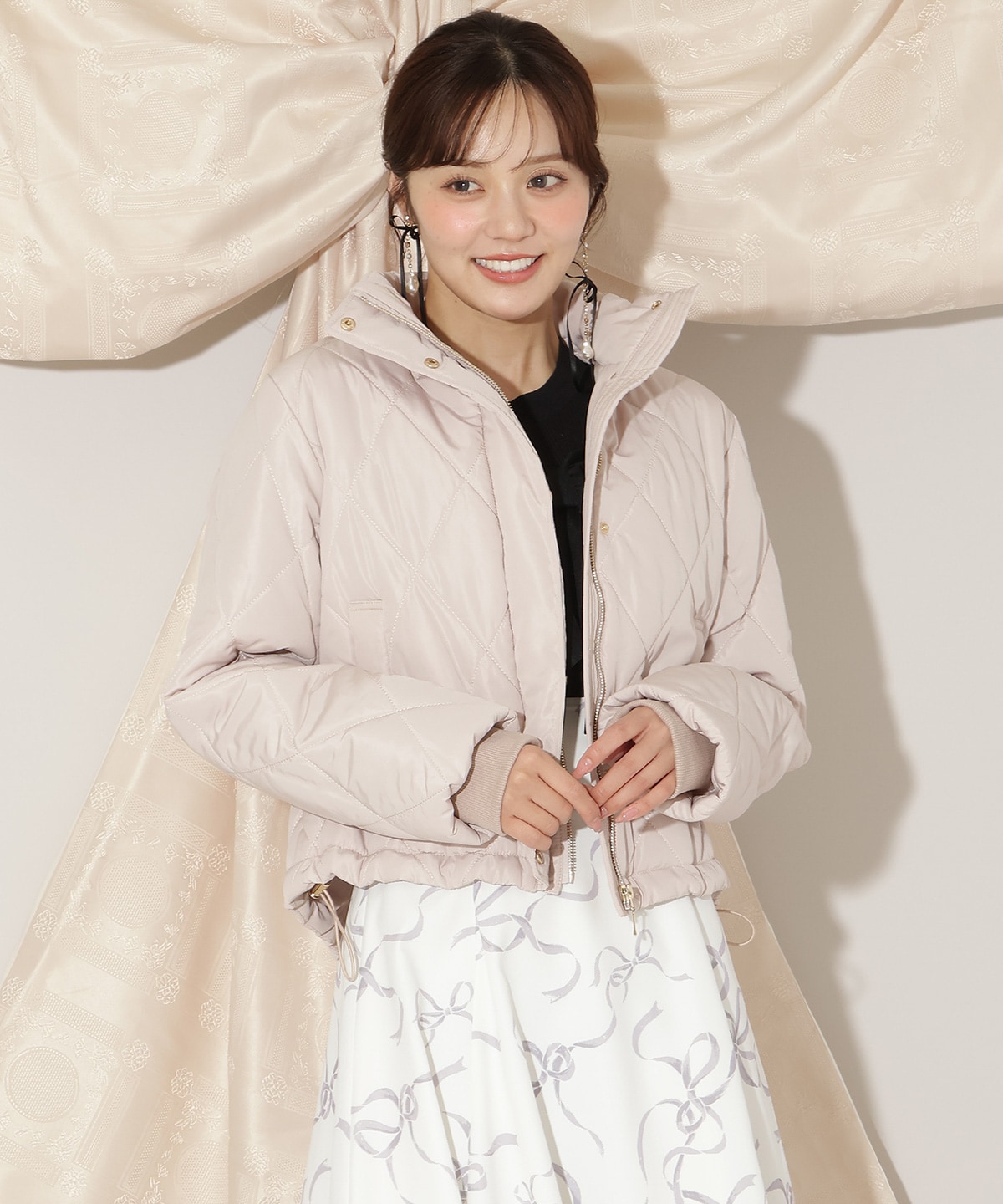 ダイヤキルティングリボン中綿ブルゾン