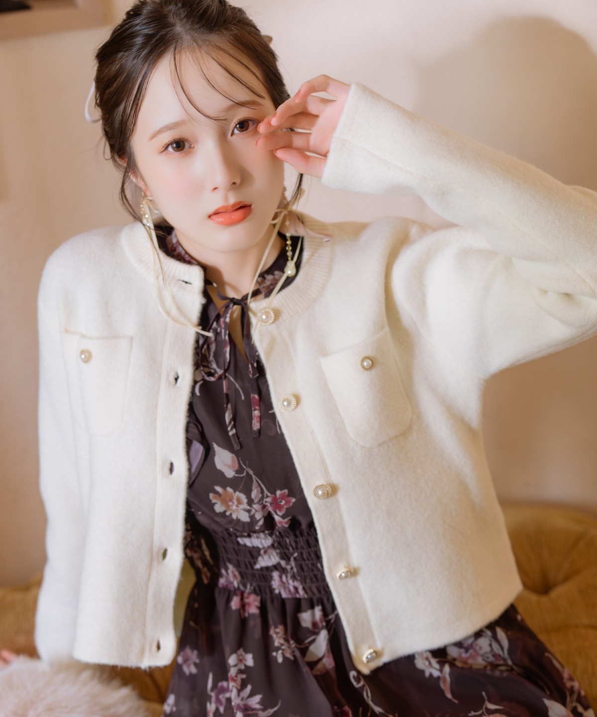 【再入荷予約受付中】モヘアライクニットジャケット