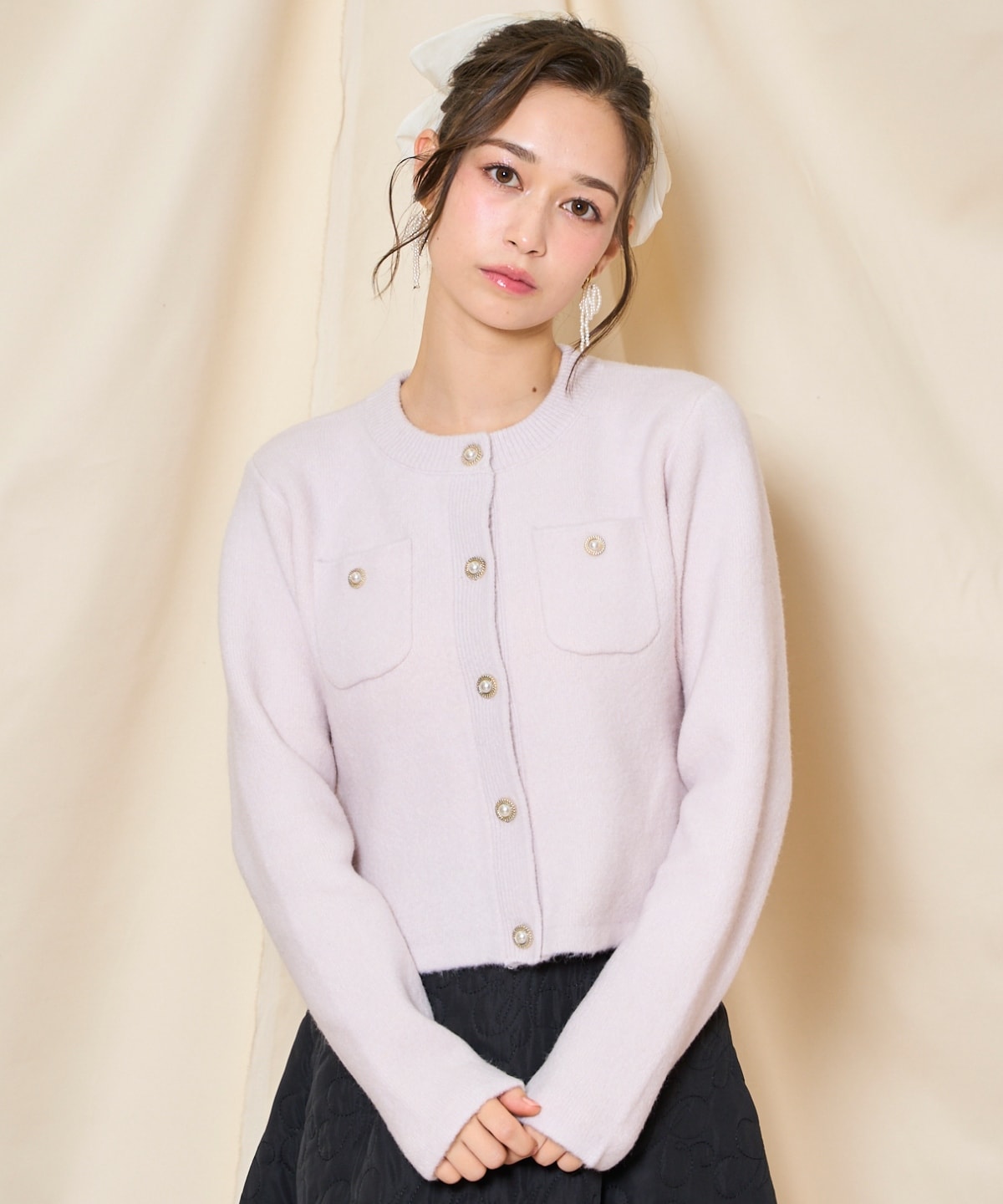 【再入荷予約受付中】モヘアライクニットジャケット