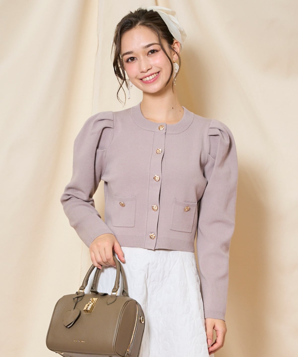 r♫さま専用　　　ウィル タックスリーブニットカーデ ピンク タックスリーブニットカーディガン(F ピンク): WILLSELECTION