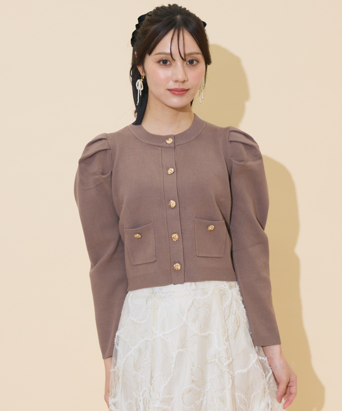 タックスリーブニットカーディガン