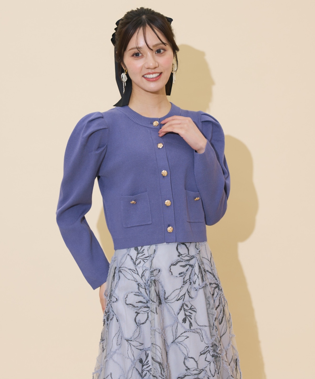 タックスリーブニットカーディガン