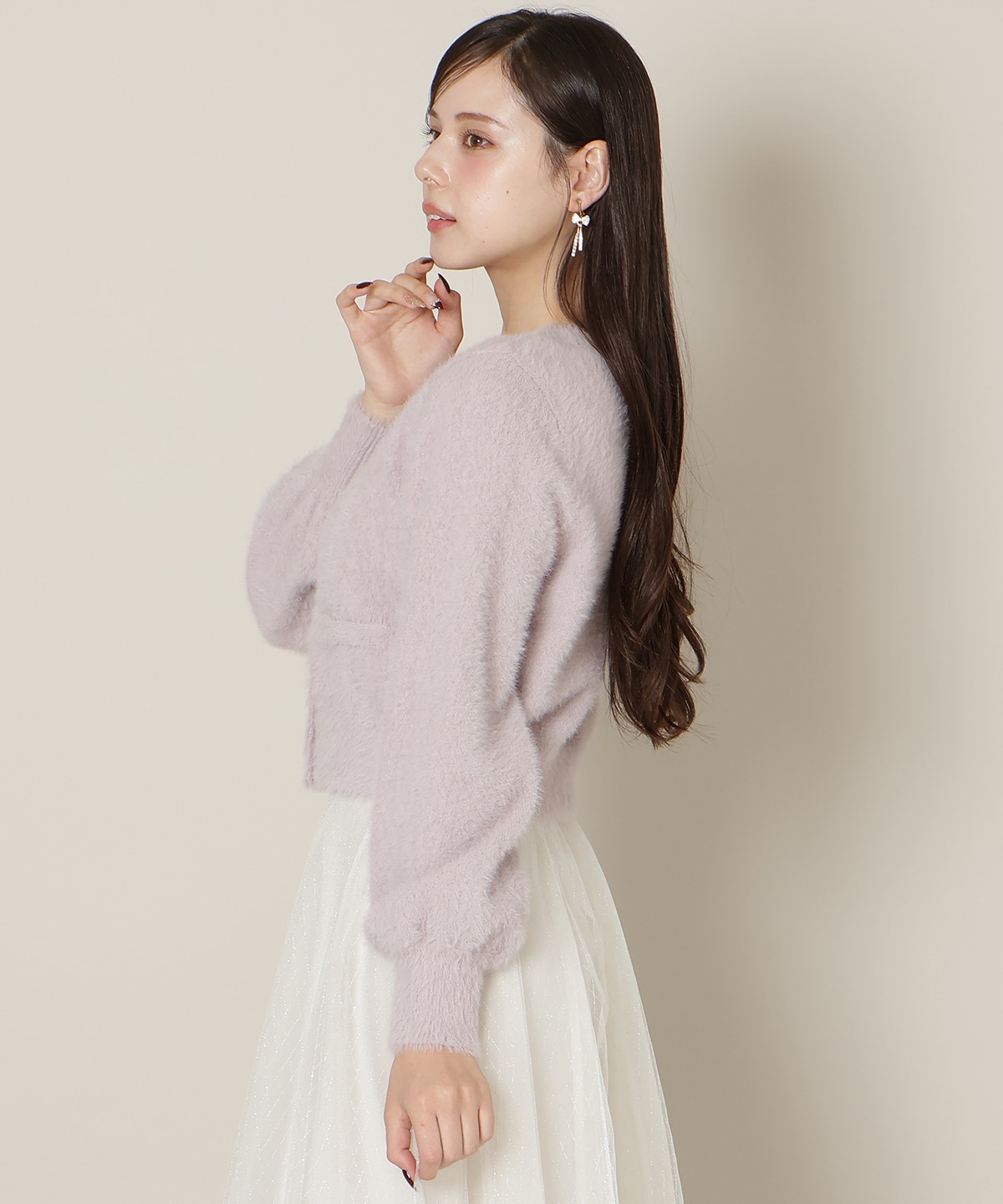 【1/1(thu)10時発売 New Year's Item】リボンボタンフェザーカーディガン