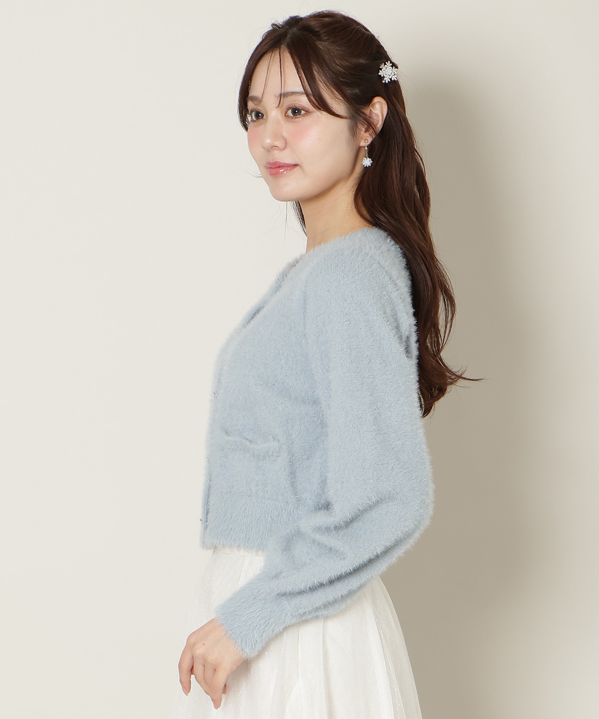 【1/1(thu)10時発売 New Year's Item】リボンボタンフェザーカーディガン