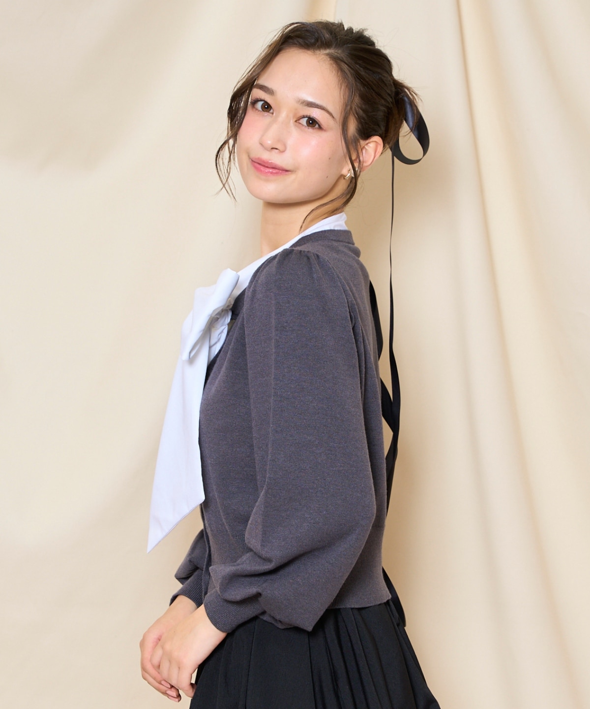 リボンドッキングプルオーバー