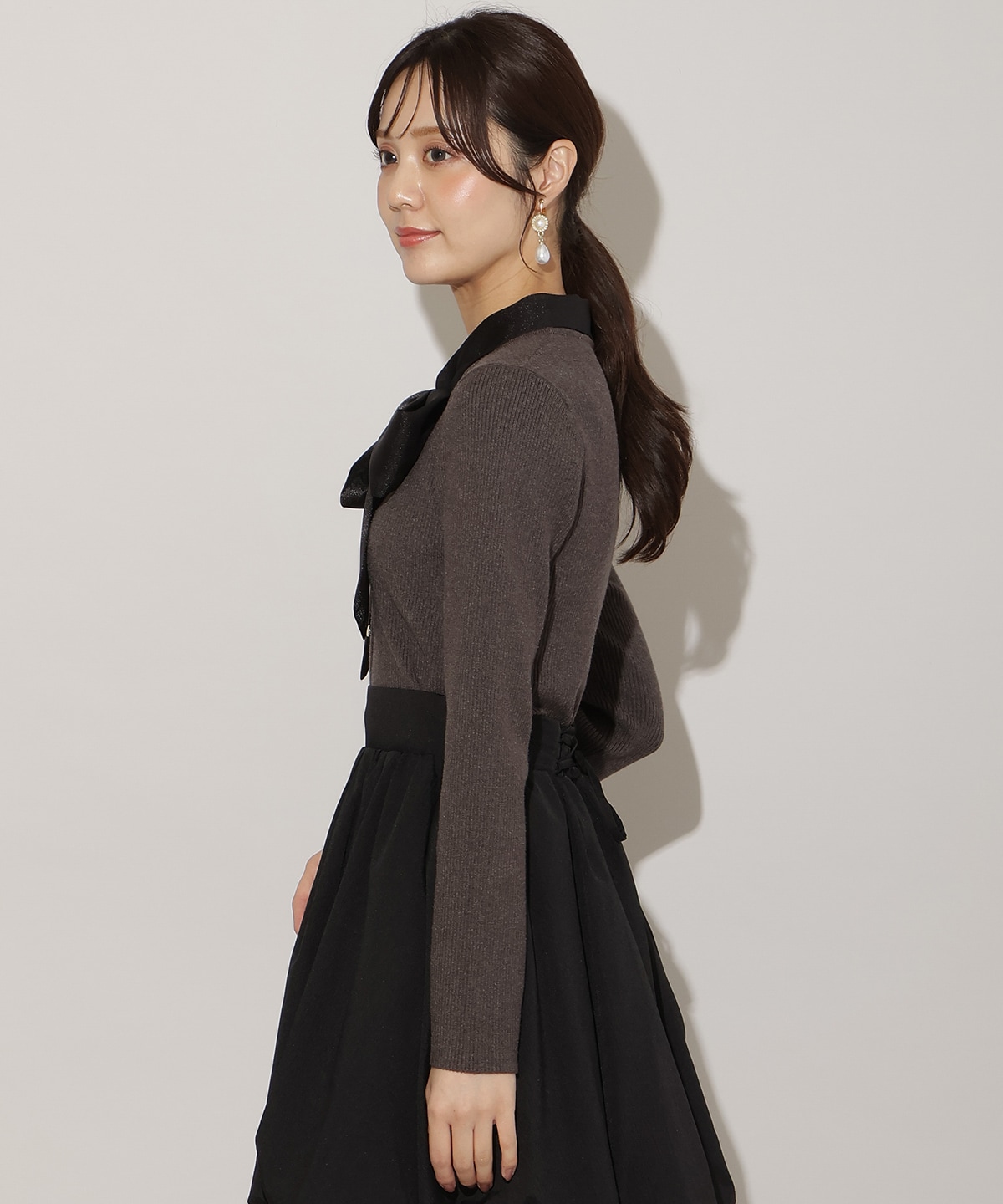 シアーリボンニット