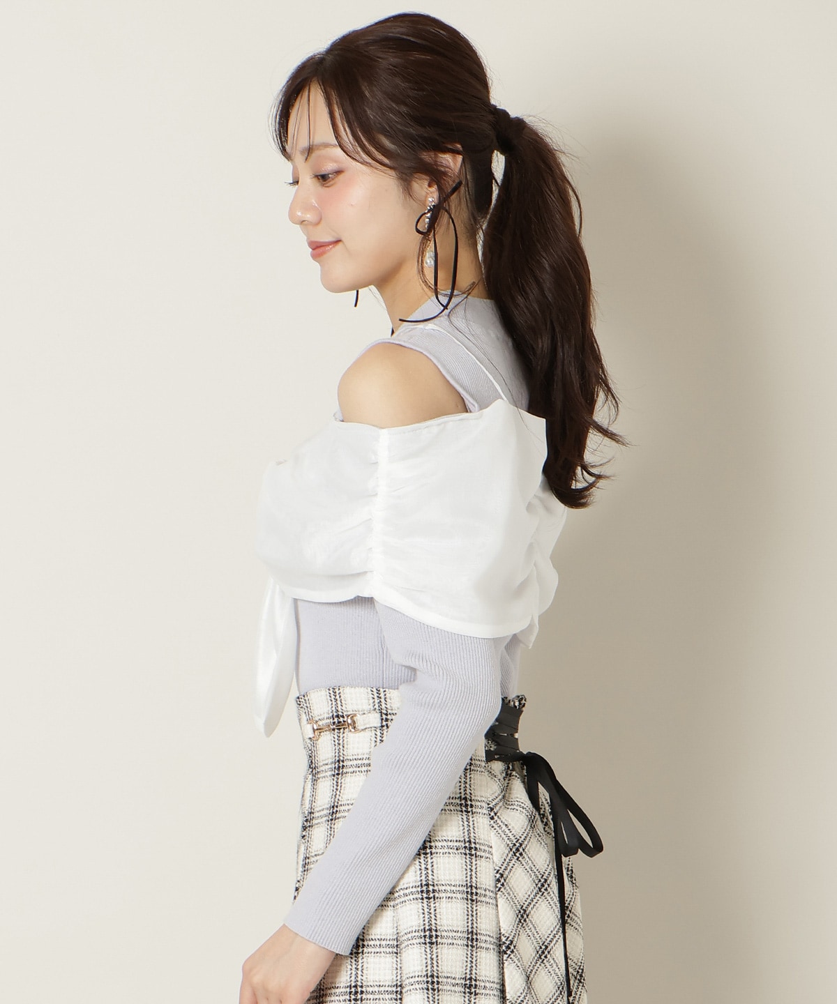 リボンビスチェドッキングリブニット