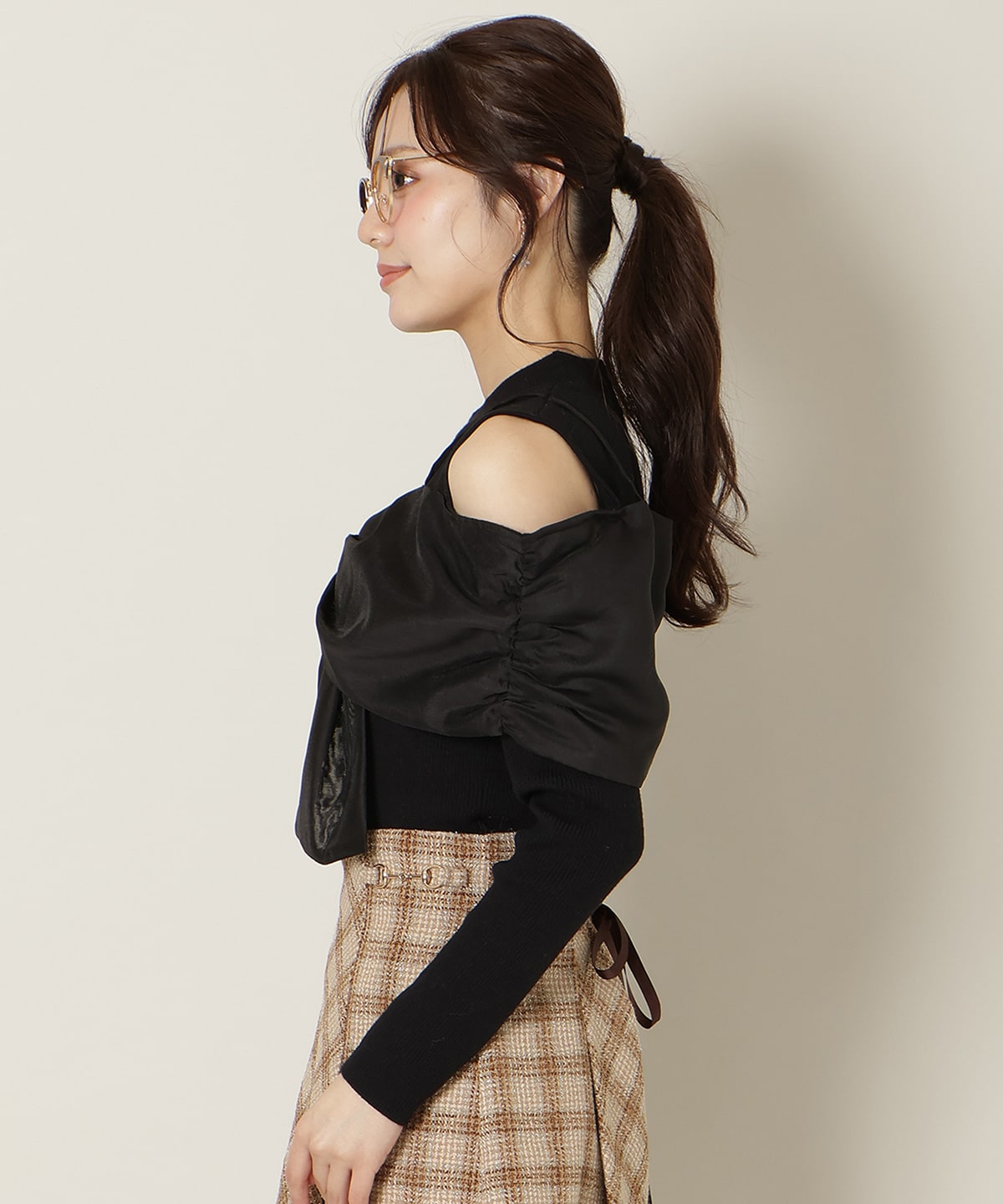 リボンビスチェドッキングリブニット