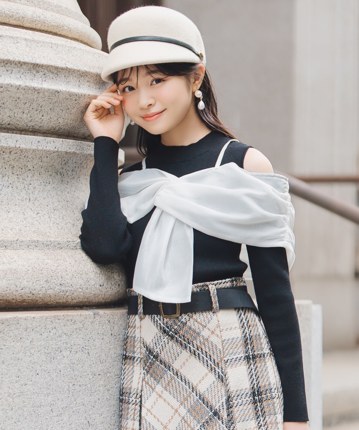 リボンビスチェドッキングリブニット