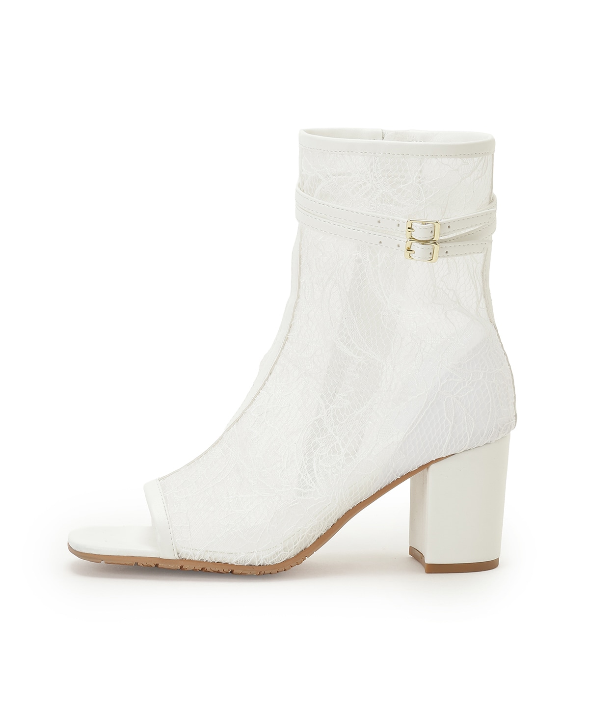 ベルト付きオープントゥレースブーツ