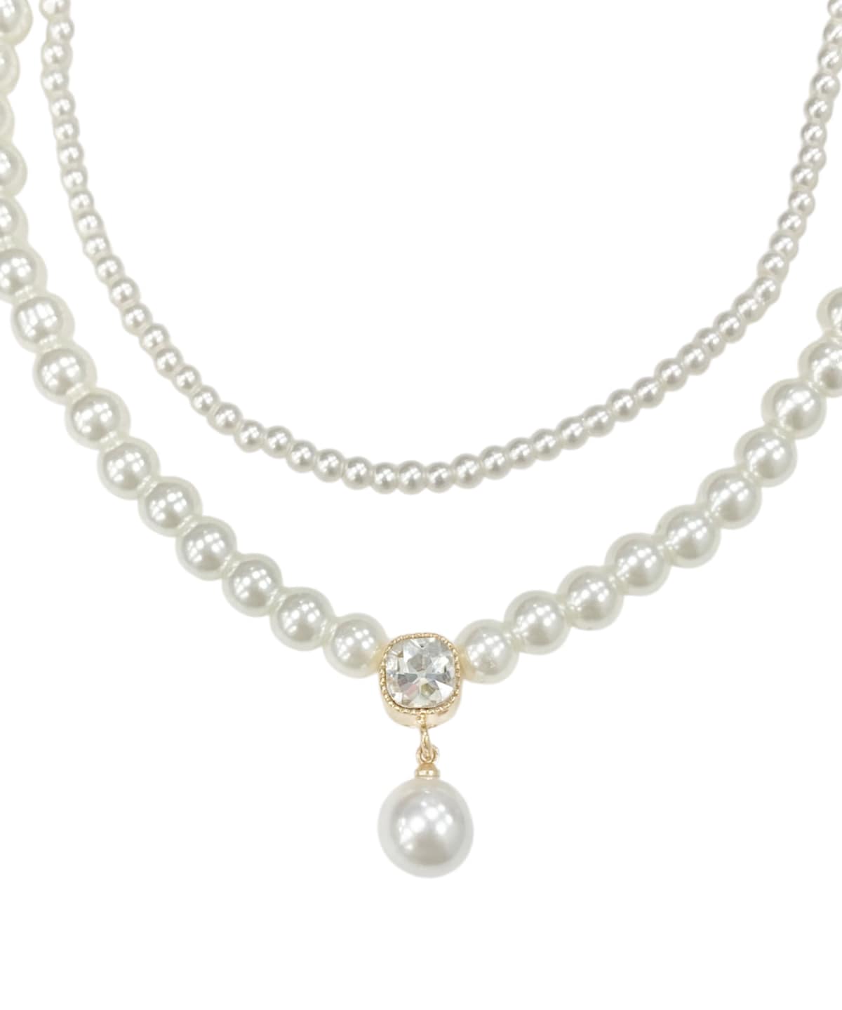 ダブルラウンドパールネックレス