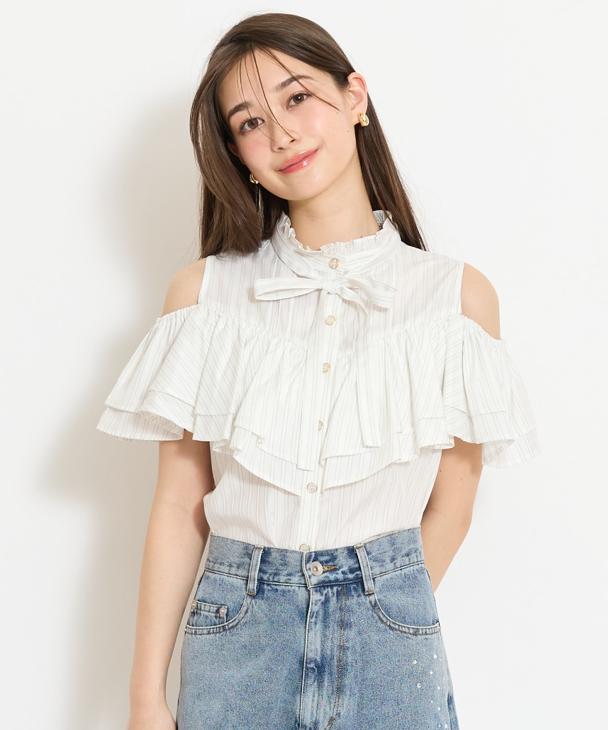 スタンドフリル２WAYスリーブブラウス
