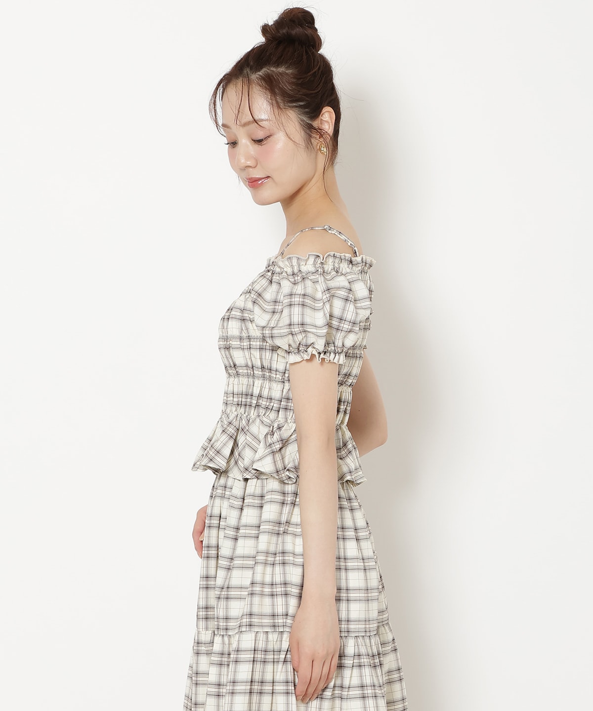 【7/3(fri)10時発売】シャーリングチェックブラウス