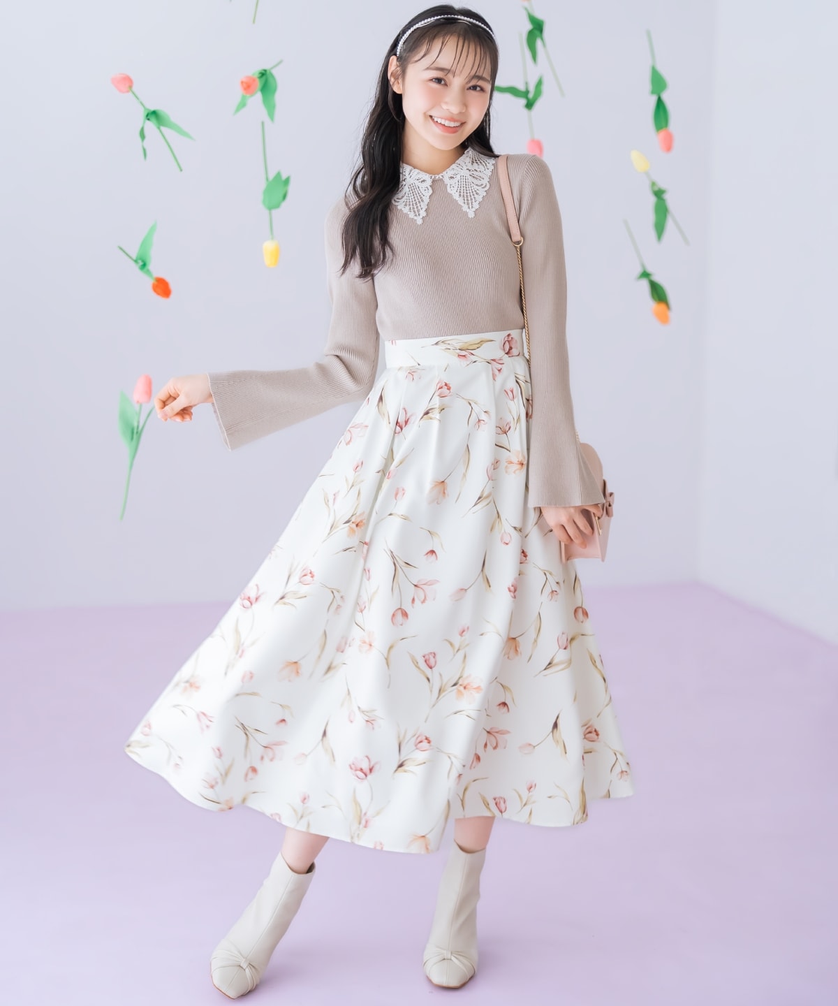 【1/14(wed)18時先行予約開始 】チューリッププリントタックフレアスカート