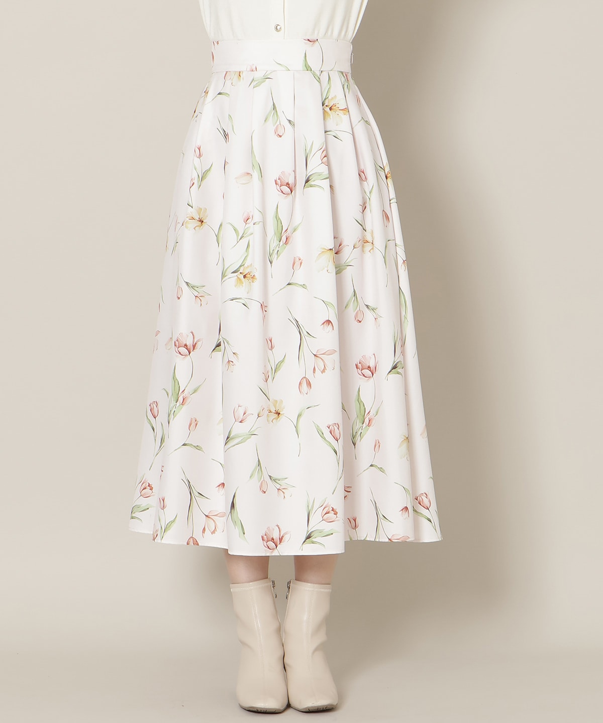 【1/14(wed)18時先行予約開始 】チューリッププリントタックフレアスカート