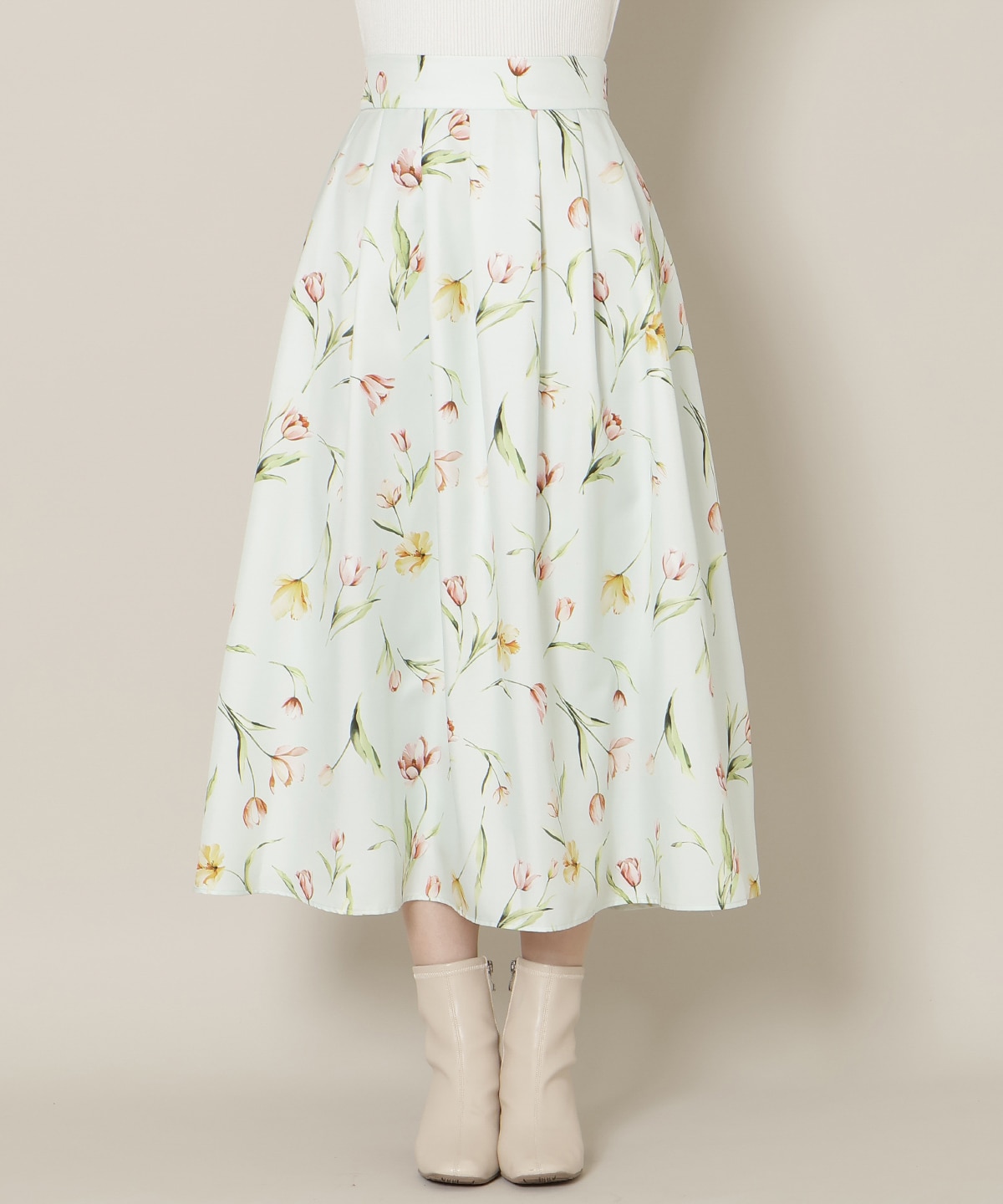 【1/14(wed)18時先行予約開始 】チューリッププリントタックフレアスカート