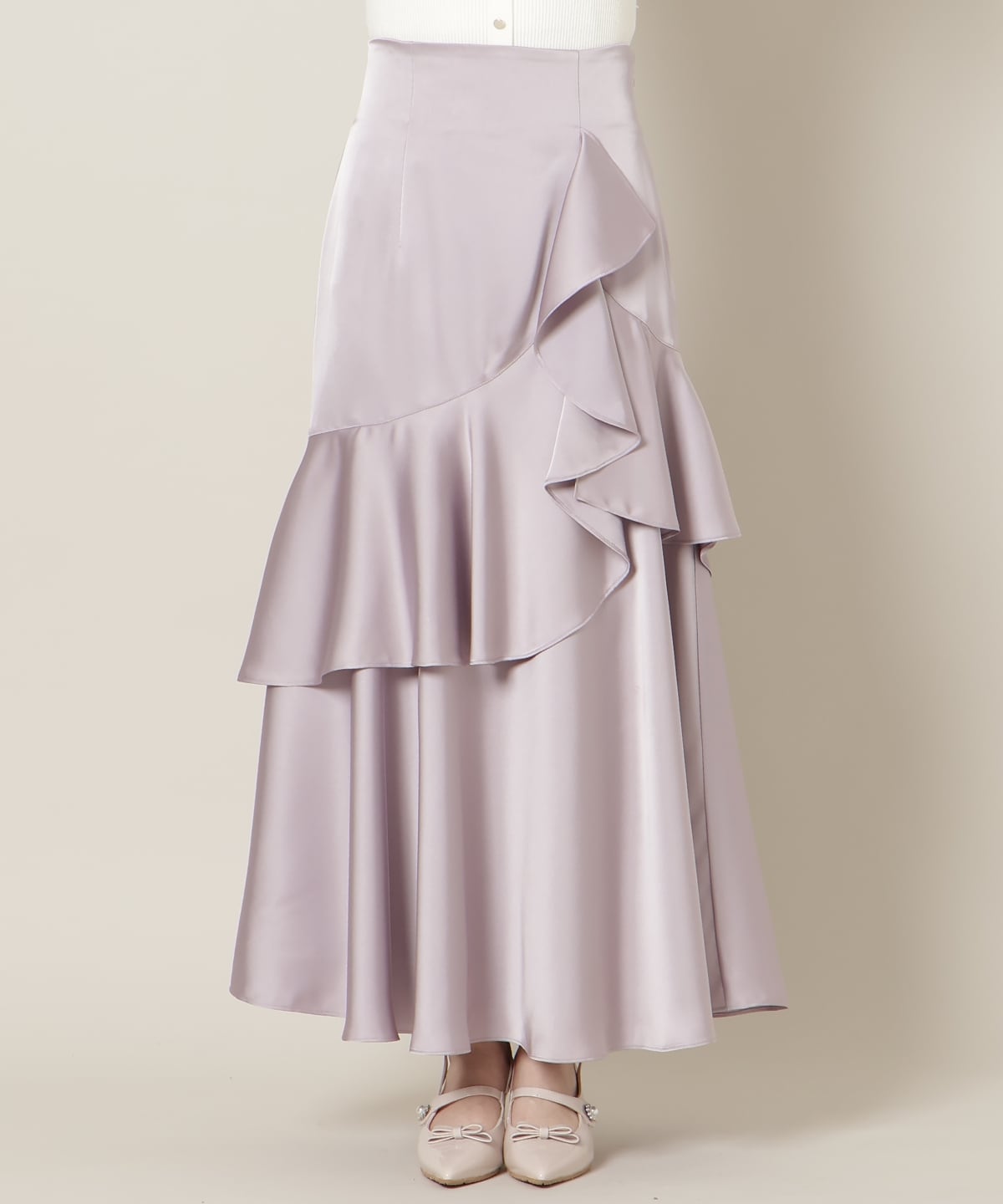 アシメラッフルサテンスカート
