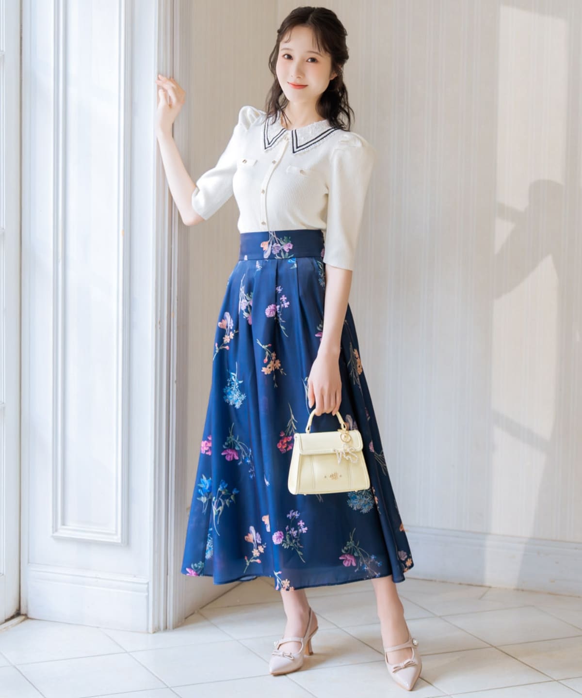 【3/12(thu)10時発売】ボタニカルフラワーシアータックスカート