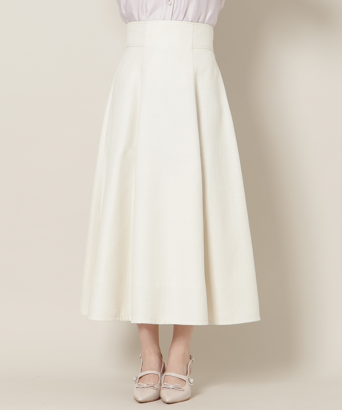 ハイウエストツイードフレアスカート