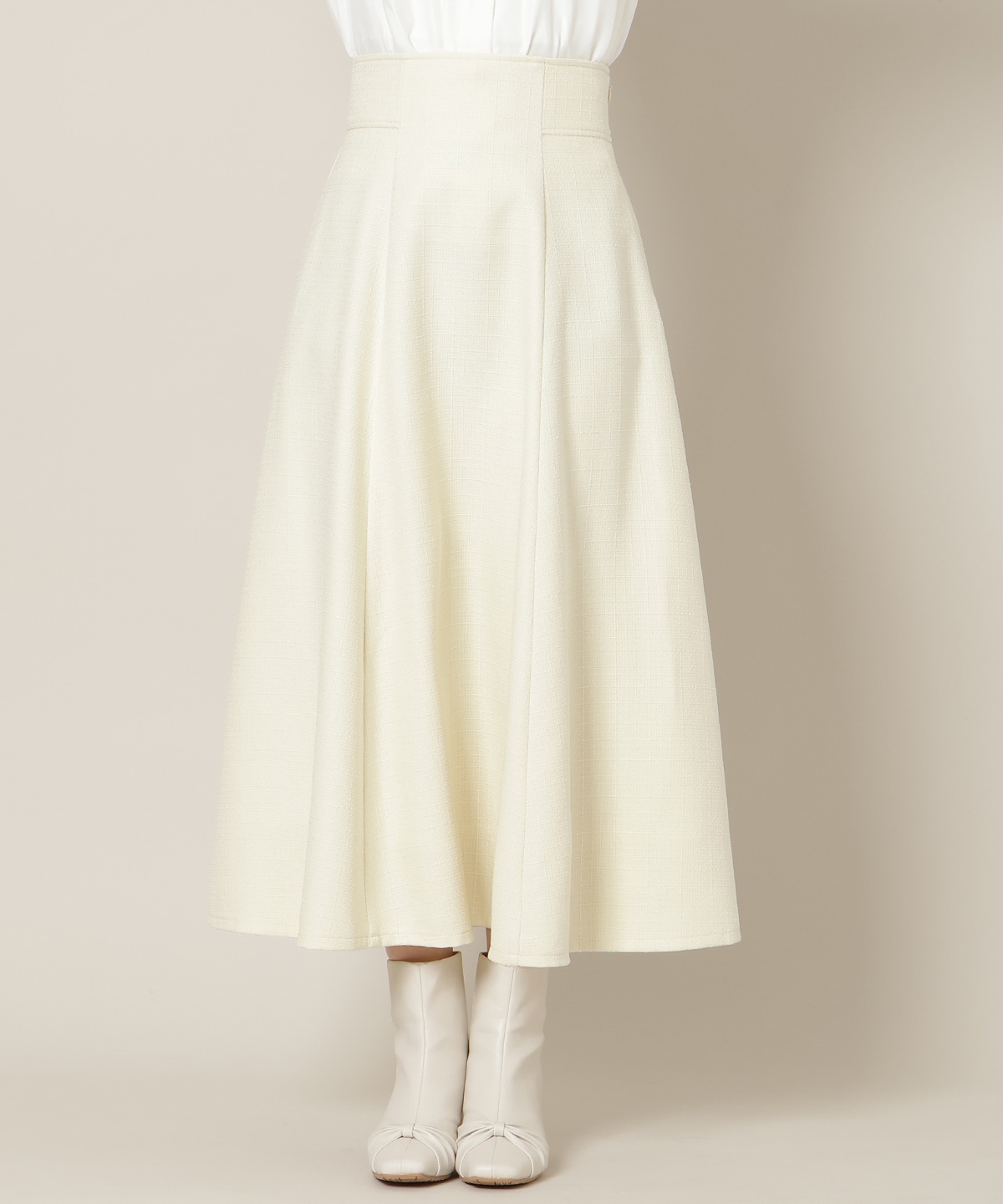 ハイウエストツイードフレアスカート