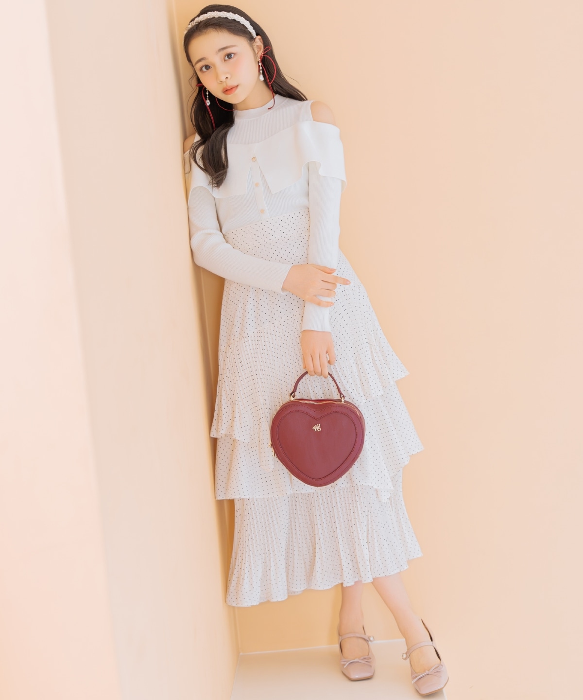 プリーツシフォンティアードスカート