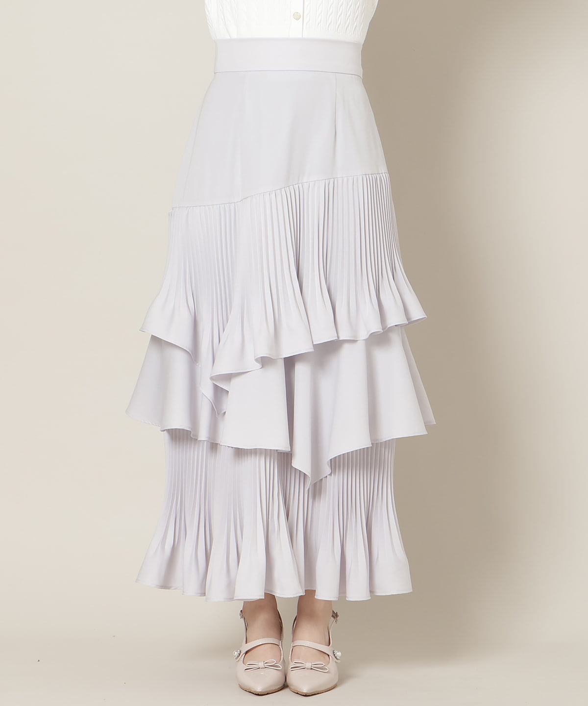 プリーツシフォンティアードスカート
