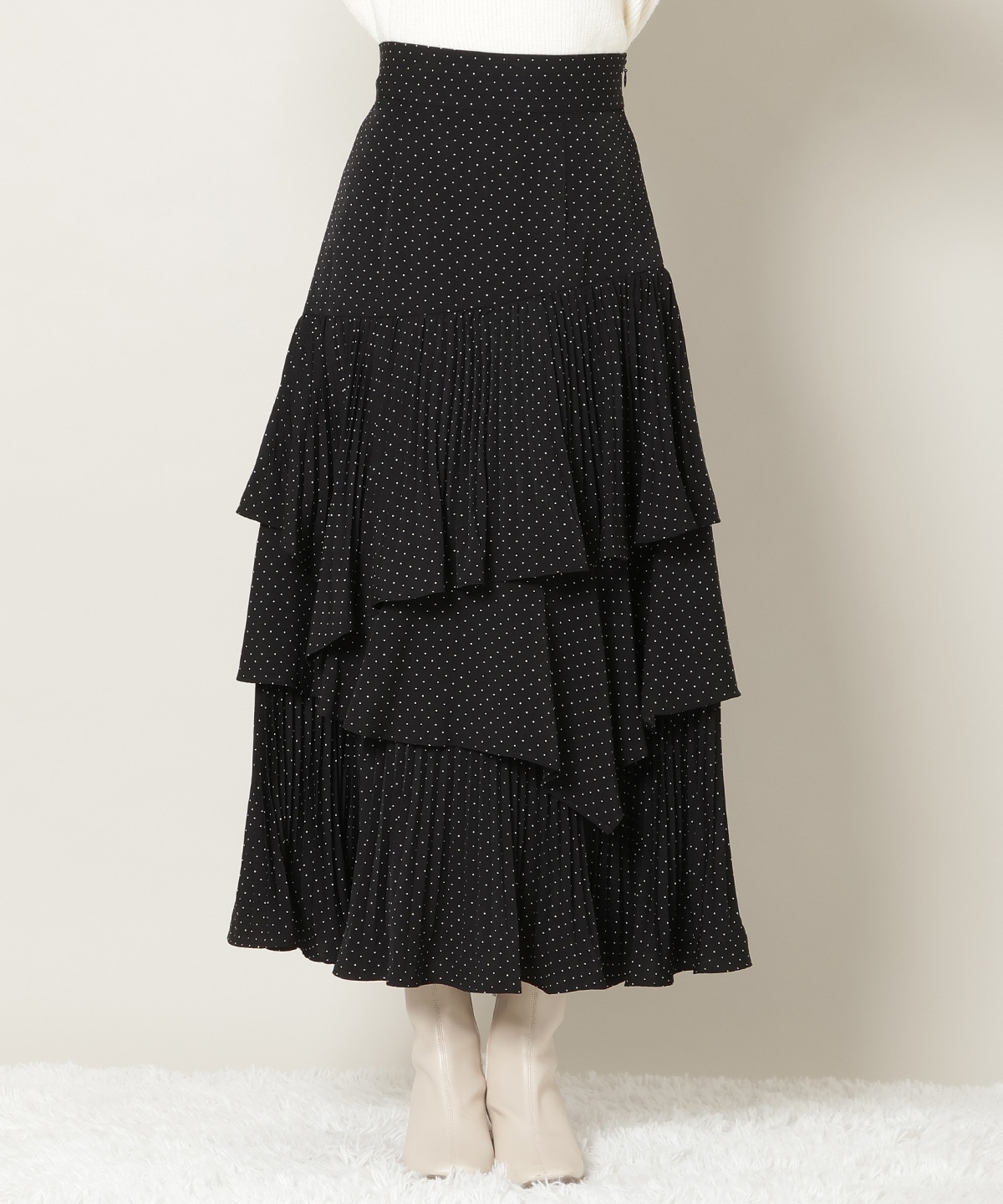 プリーツシフォンティアードスカート