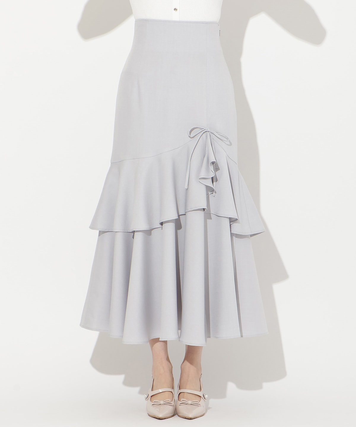 スリットデザインラッフルリボンスカート