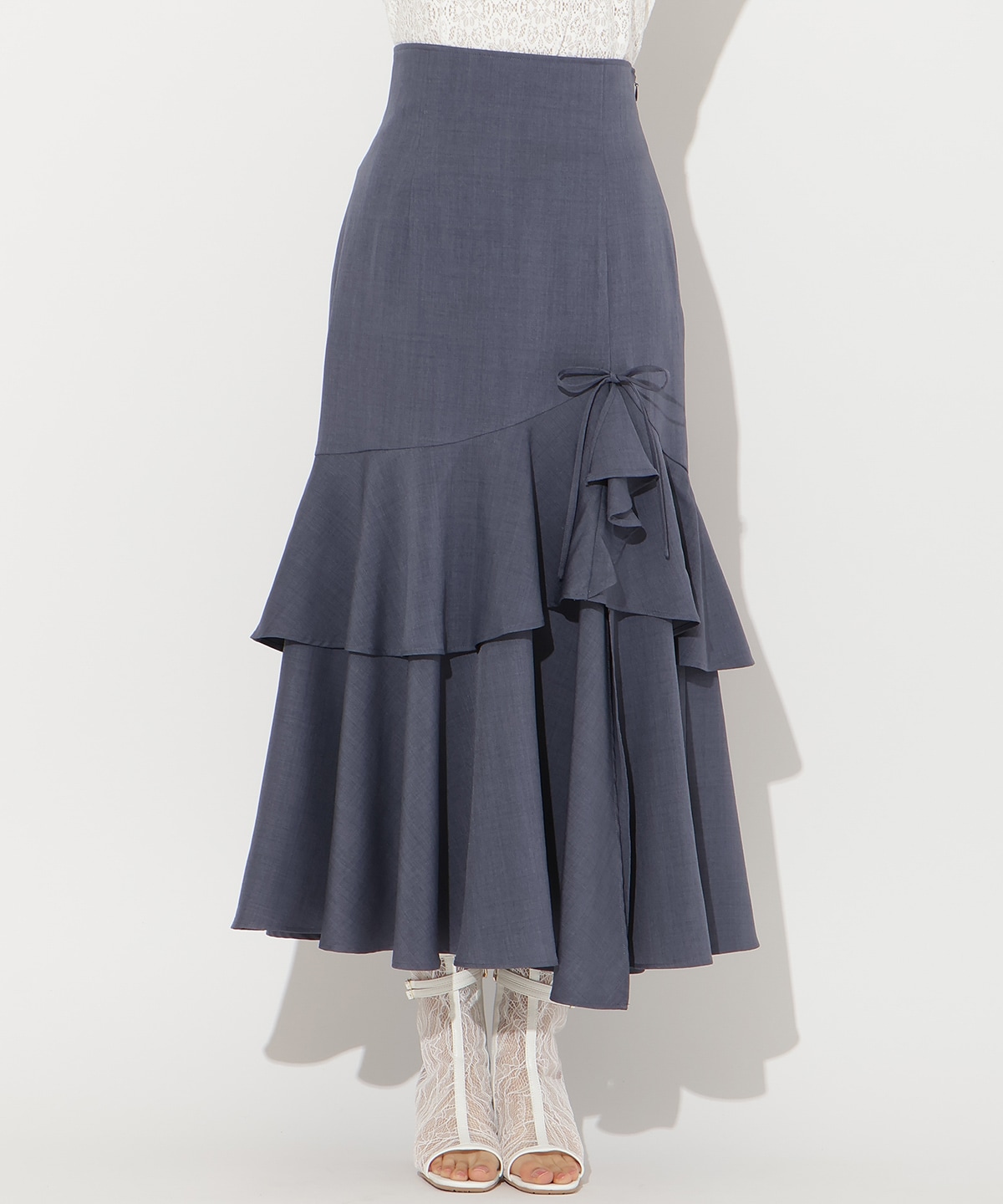 スリットデザインラッフルリボンスカート