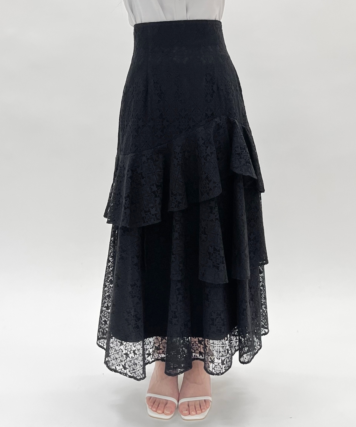 アシメティアードレーススカート