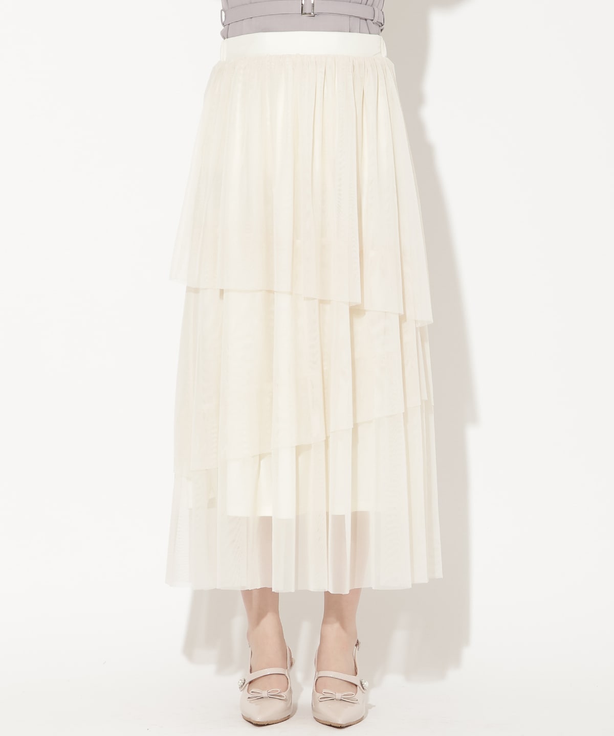 アシメティアードチュールスカート