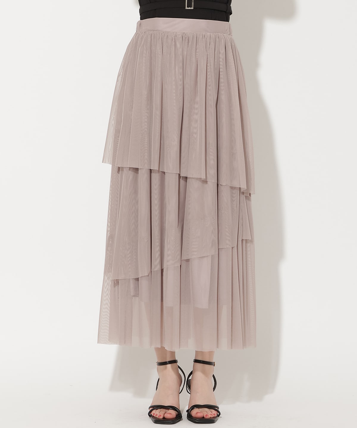 アシメティアードチュールスカート