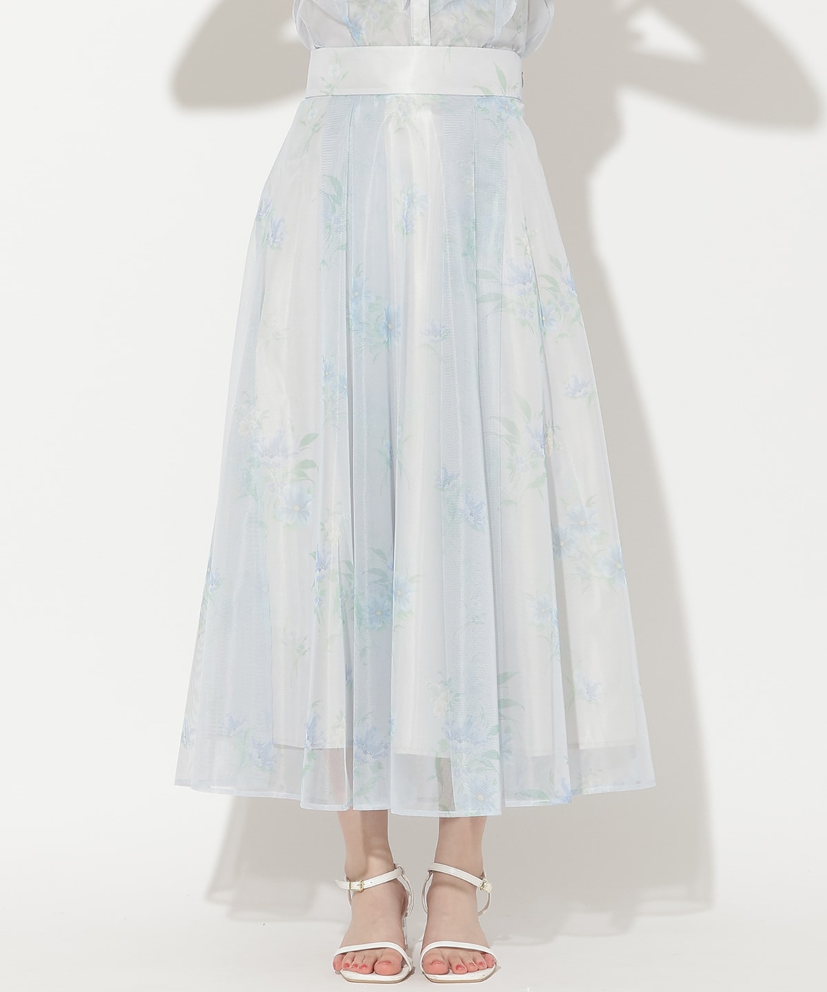 フラワーメッシュタックフレアスカート