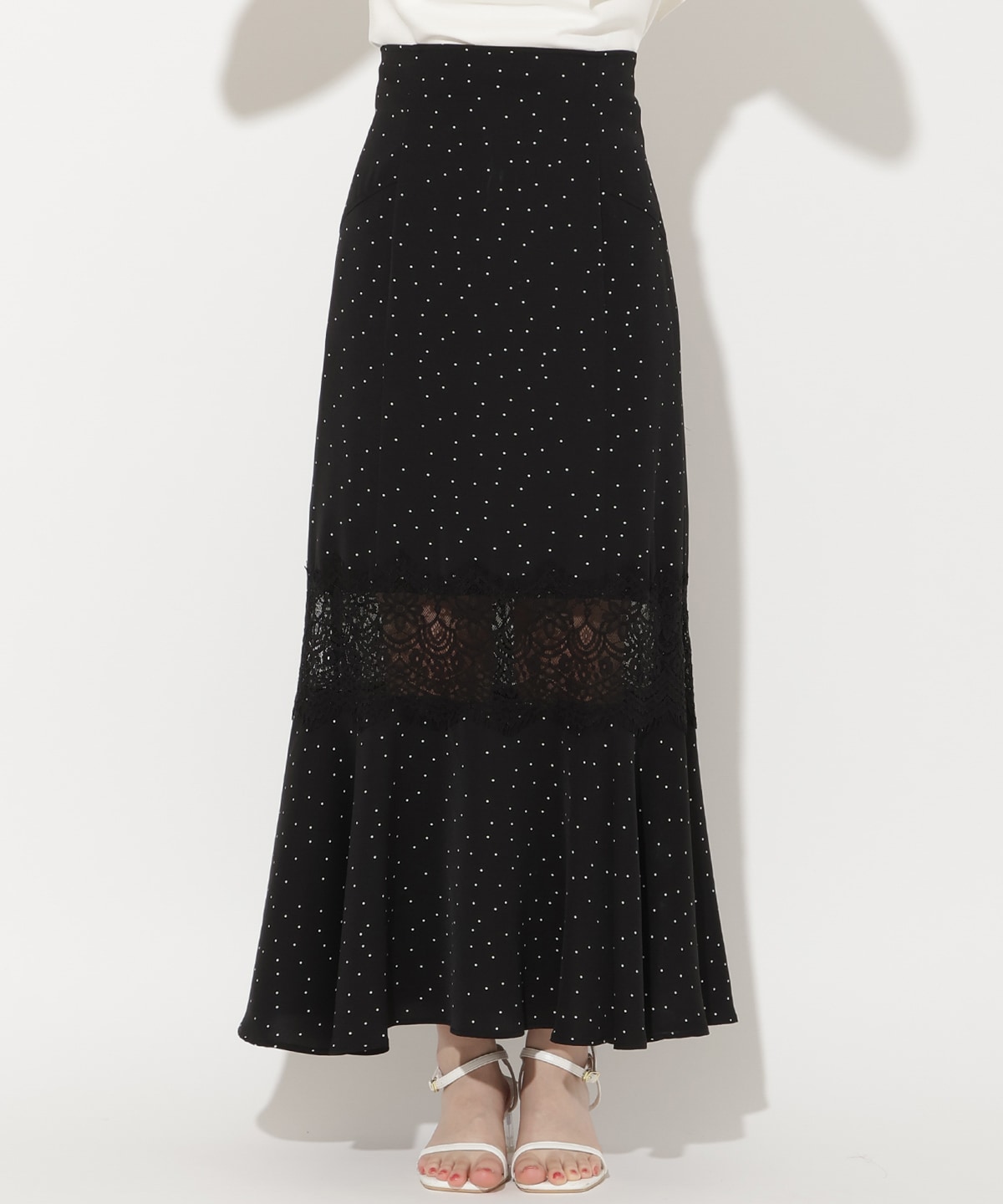レース切替ドットマーメイドスカート