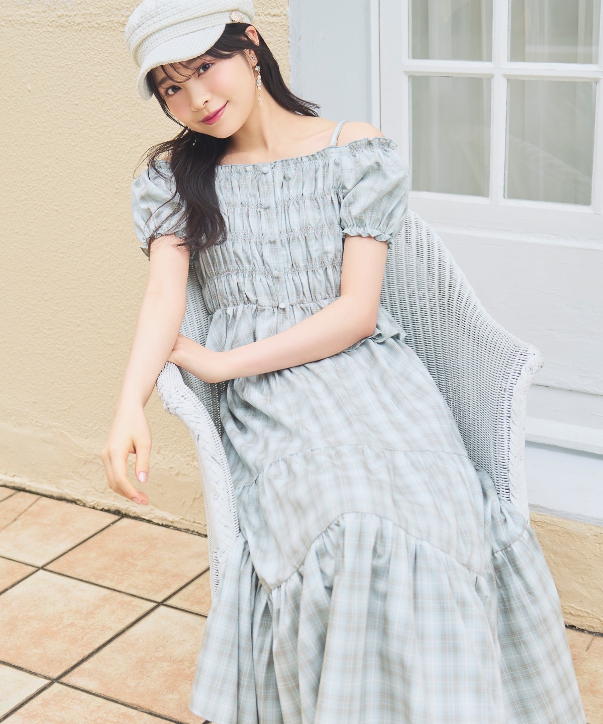 【7/3(fri)10時発売】ウエストシャーリングティアードチェックスカート